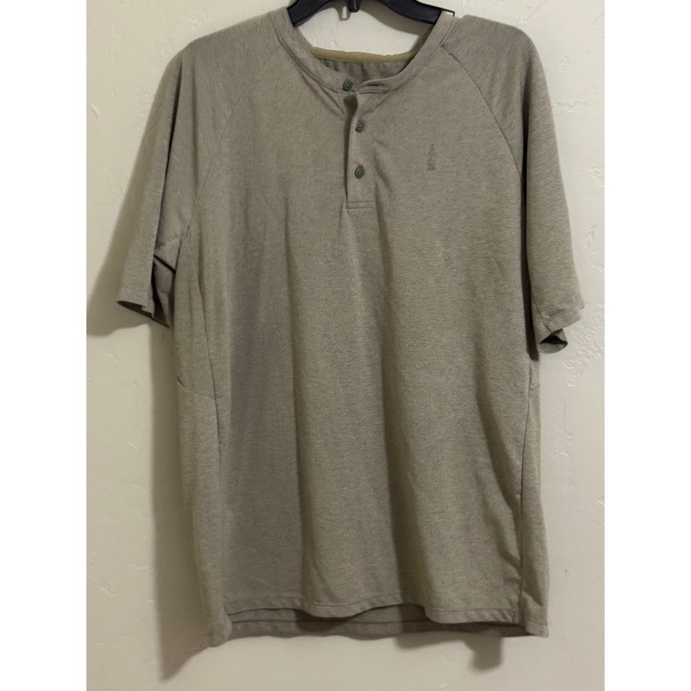 Mens Henley Shirt L Gray 3 Button Raglan Short Sleeve No Tag Unbranded